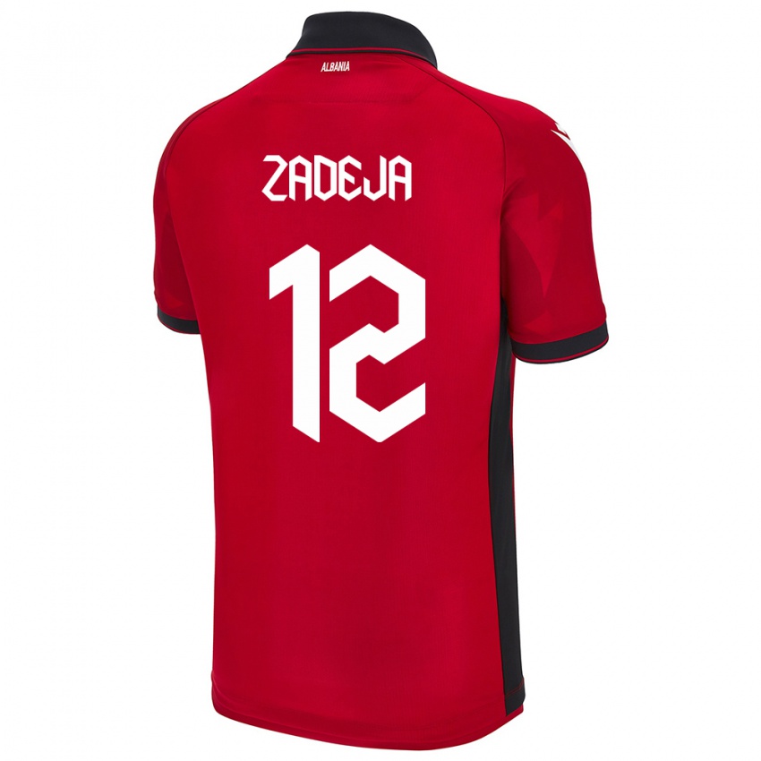 Gyermek Albania Darius Zadeja #12 Piros Hazai Jersey 24-26 Mez Póló Ing