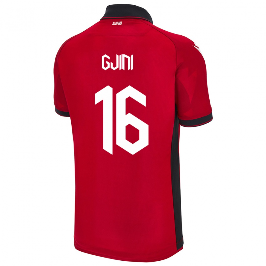 Gyermek Albania Luçije Gjini #16 Piros Hazai Jersey 24-26 Mez Póló Ing