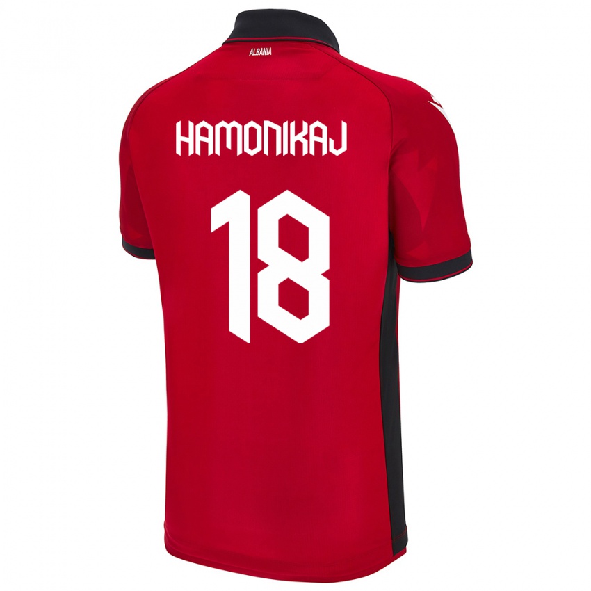 Gyermek Albania Klea Hamonikaj #18 Piros Hazai Jersey 24-26 Mez Póló Ing