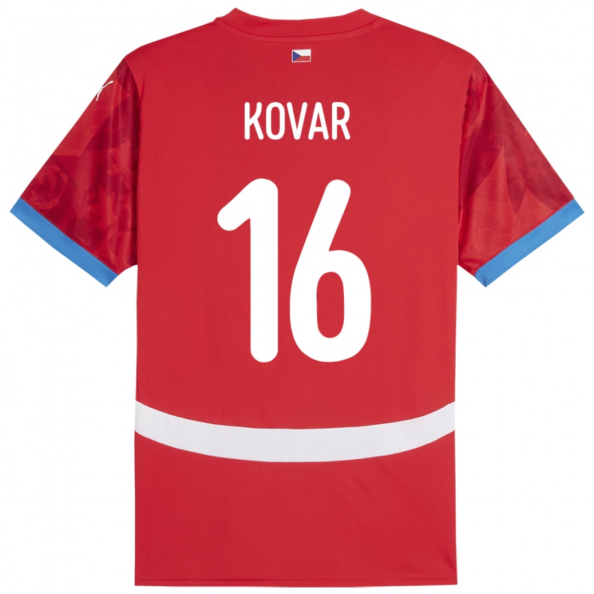 Gyermek Csehország Matej Kovar #16 Piros Hazai Jersey 24-26 Mez Póló Ing