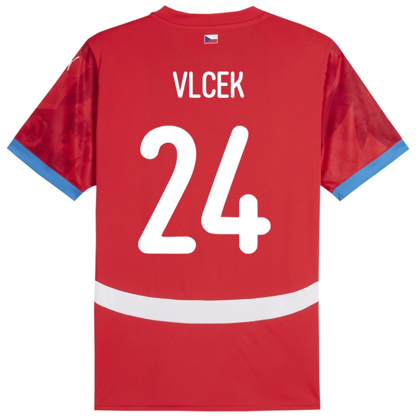 Gyermek Csehország Tomas Vlcek #24 Piros Hazai Jersey 24-26 Mez Póló Ing