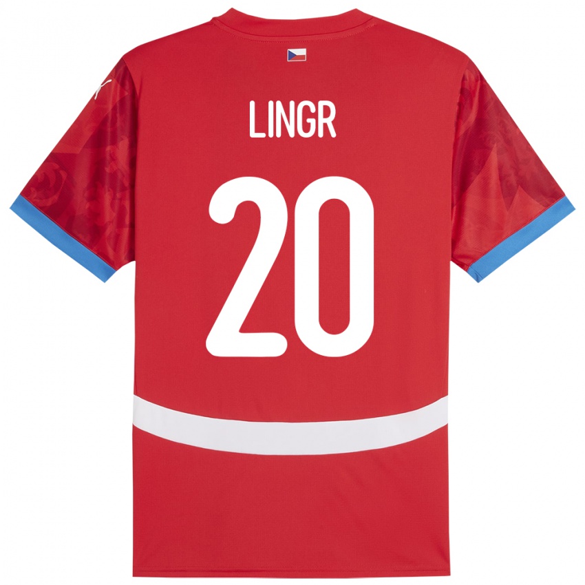 Gyermek Csehország Ondrej Lingr #20 Piros Hazai Jersey 24-26 Mez Póló Ing