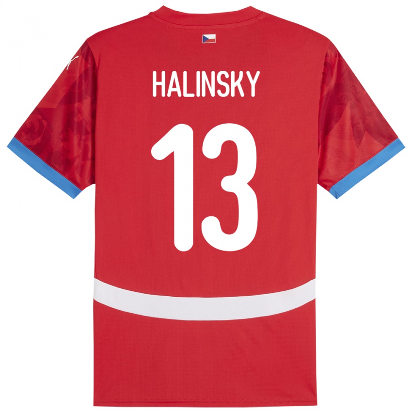 Gyermek Csehország Denis Halinsky #13 Piros Hazai Jersey 24-26 Mez Póló Ing