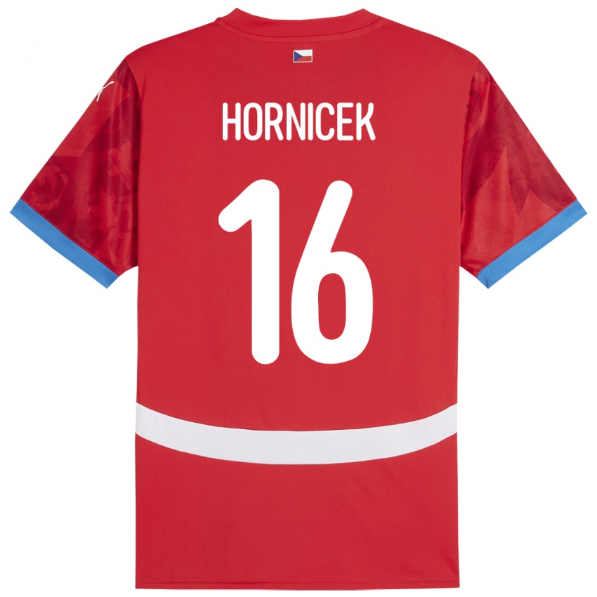 Gyermek Csehország Lukas Hornicek #16 Piros Hazai Jersey 24-26 Mez Póló Ing