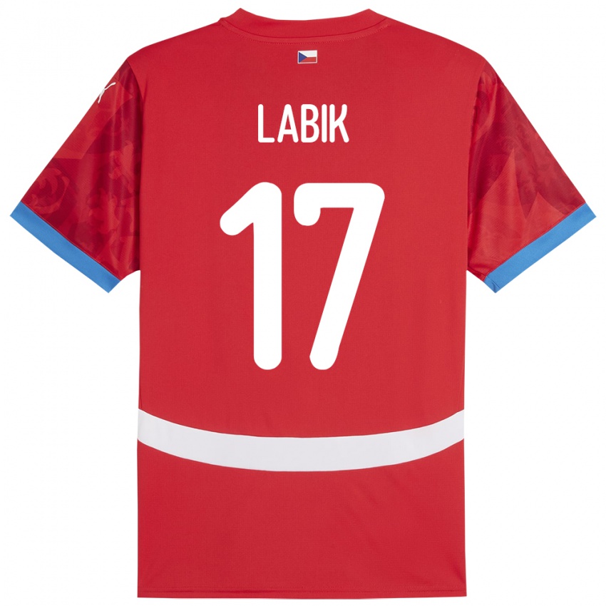 Gyermek Csehország Albert Labik #17 Piros Hazai Jersey 24-26 Mez Póló Ing