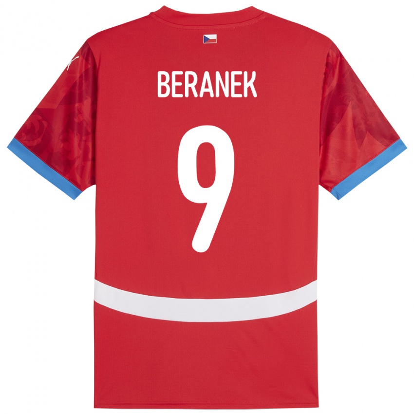 Gyermek Csehország Marek Beranek #9 Piros Hazai Jersey 24-26 Mez Póló Ing