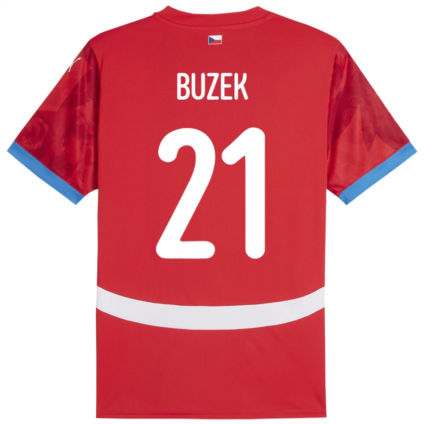 Gyermek Csehország Alexandr Buzek #21 Piros Hazai Jersey 24-26 Mez Póló Ing