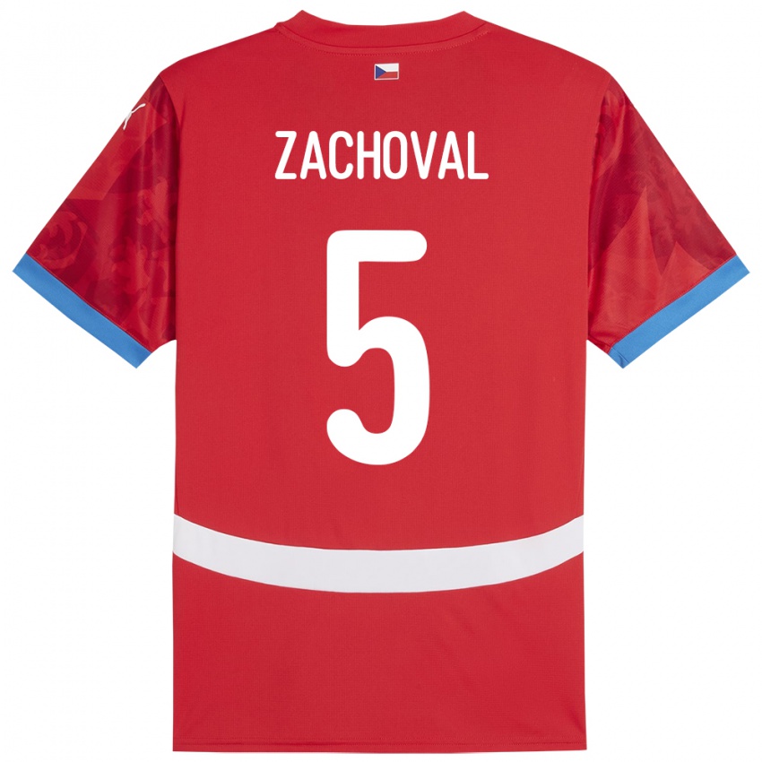 Gyermek Csehország Matej Zachoval #5 Piros Hazai Jersey 24-26 Mez Póló Ing