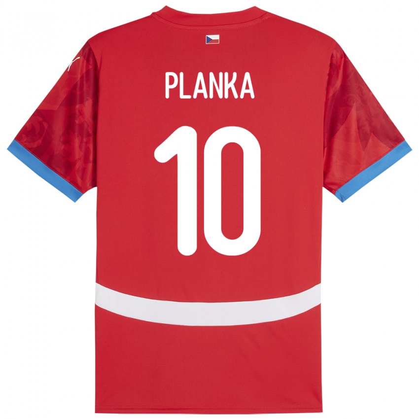 Gyermek Csehország David Planka #10 Piros Hazai Jersey 24-26 Mez Póló Ing