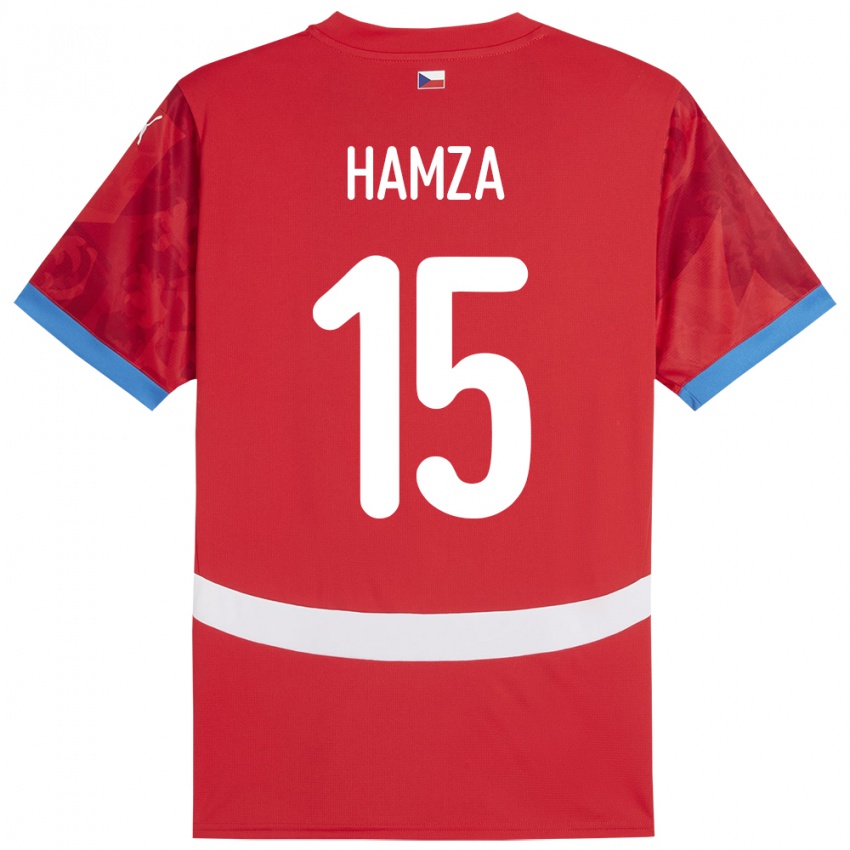 Gyermek Csehország Jiri Hamza #15 Piros Hazai Jersey 24-26 Mez Póló Ing