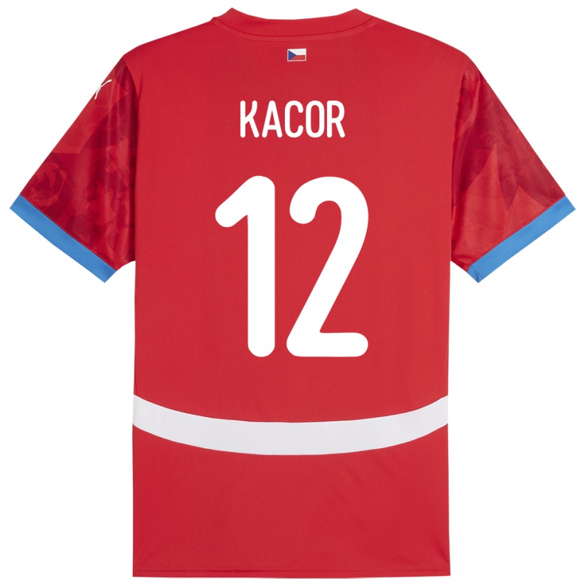 Gyermek Csehország Pavel Kacor #12 Piros Hazai Jersey 24-26 Mez Póló Ing