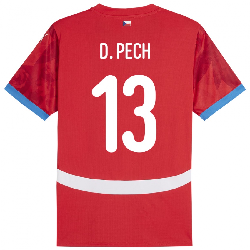 Gyermek Csehország Dominik Pech #13 Piros Hazai Jersey 24-26 Mez Póló Ing