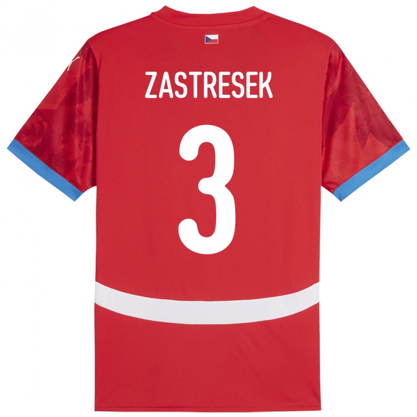 Gyermek Csehország Matous Zastresek #3 Piros Hazai Jersey 24-26 Mez Póló Ing