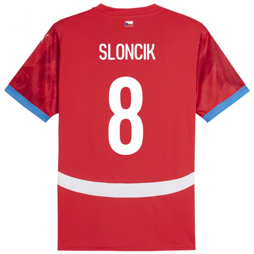 Gyermek Csehország Simon Sloncik #8 Piros Hazai Jersey 24-26 Mez Póló Ing