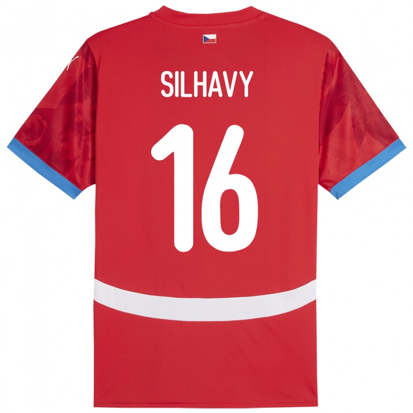 Gyermek Csehország Matyas Silhavy #16 Piros Hazai Jersey 24-26 Mez Póló Ing