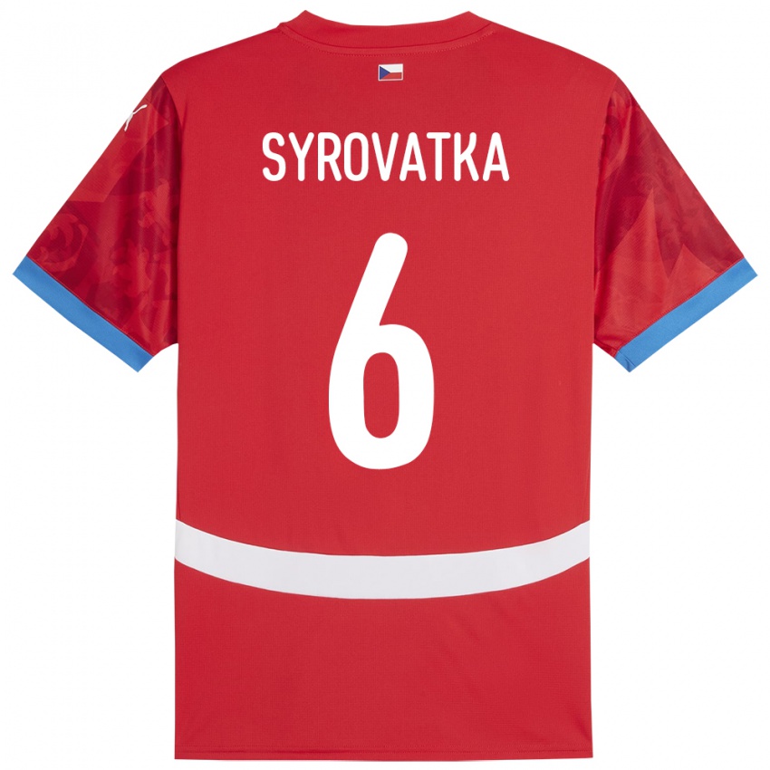 Gyermek Csehország Matyas Syrovatka #6 Piros Hazai Jersey 24-26 Mez Póló Ing