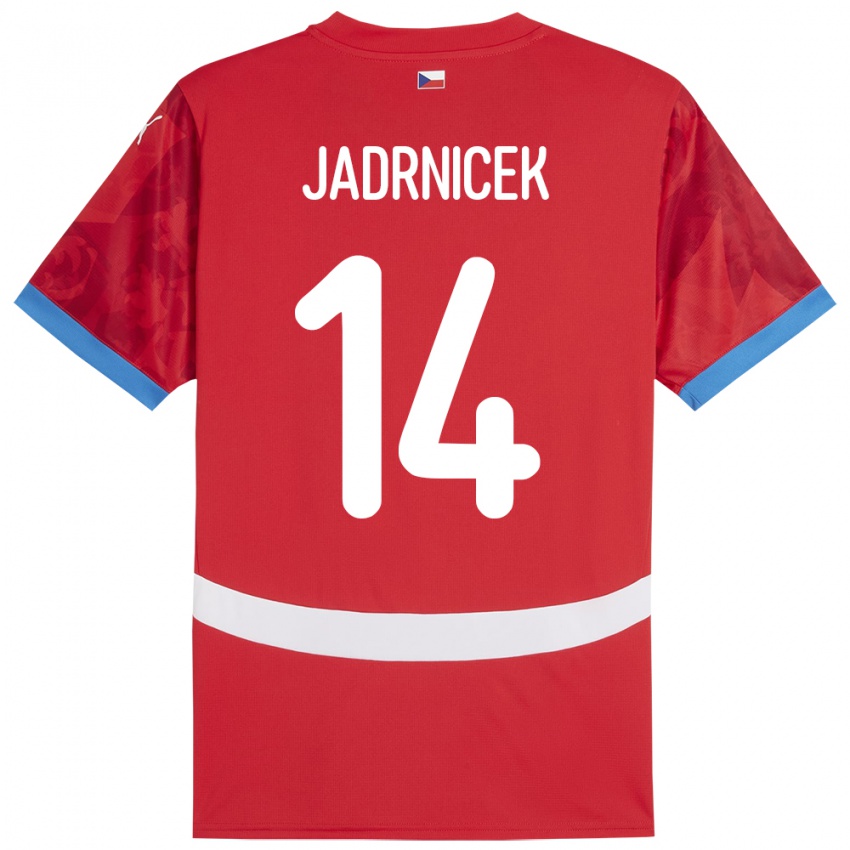 Gyermek Csehország Nikola Jadrnicek #14 Piros Hazai Jersey 24-26 Mez Póló Ing