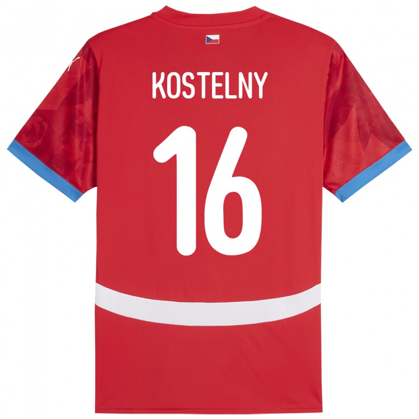 Gyermek Csehország Krystof Kostelny #16 Piros Hazai Jersey 24-26 Mez Póló Ing