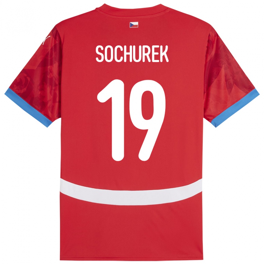 Gyermek Csehország Hugo Sochurek #19 Piros Hazai Jersey 24-26 Mez Póló Ing