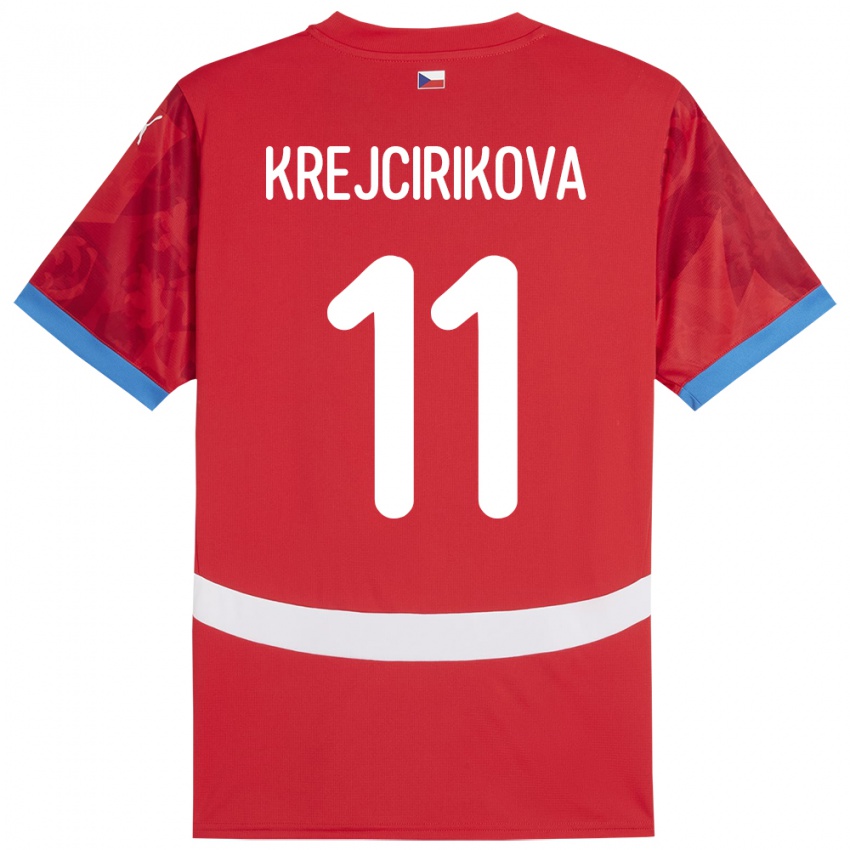 Gyermek Csehország Tereza Krejčiříková #11 Piros Hazai Jersey 24-26 Mez Póló Ing