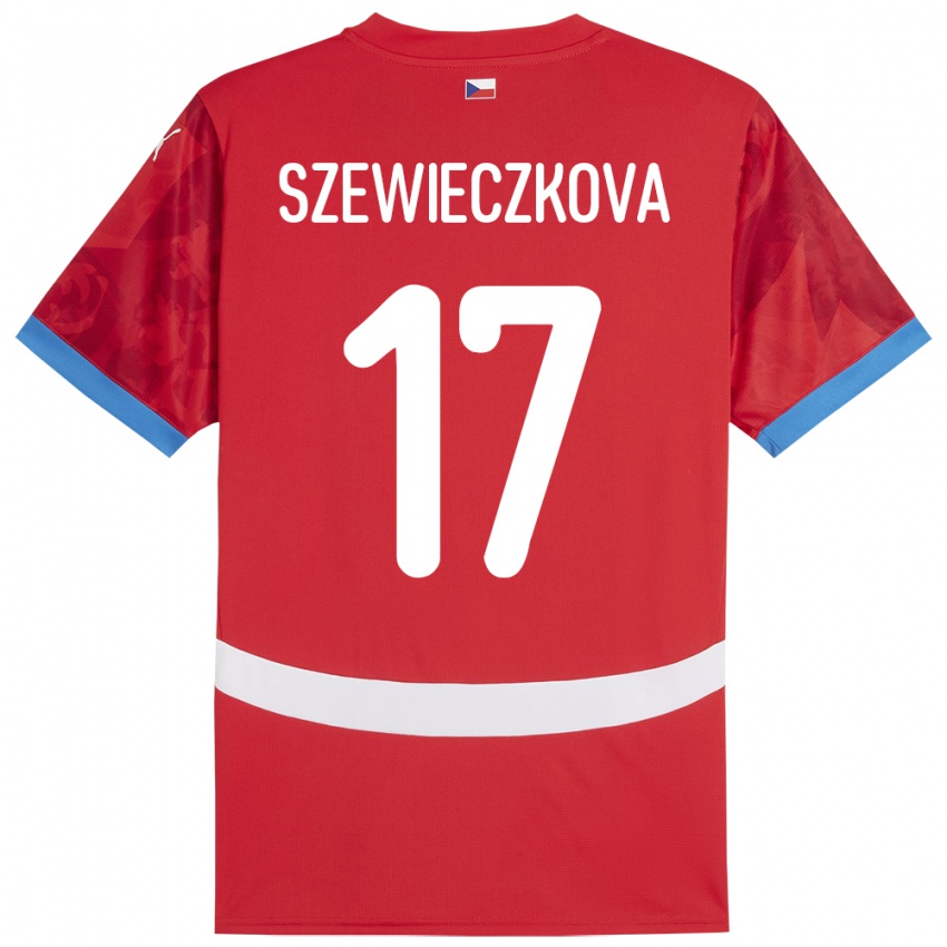 Gyermek Csehország Tereza Szewieczková #17 Piros Hazai Jersey 24-26 Mez Póló Ing