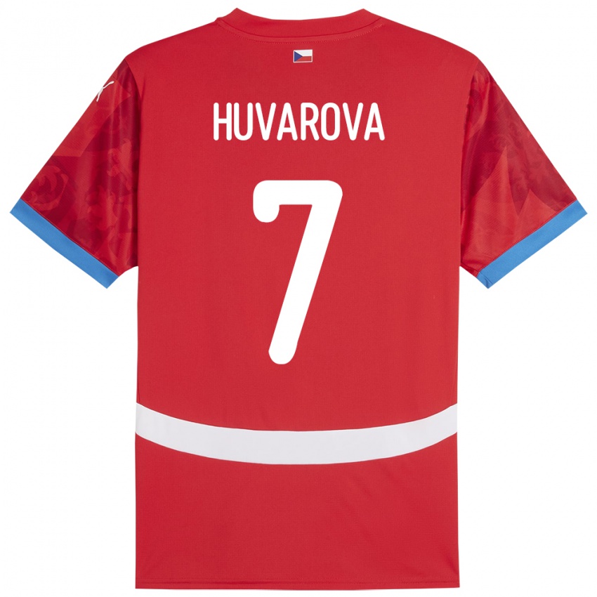 Gyermek Csehország Dominika Huvarová #7 Piros Hazai Jersey 24-26 Mez Póló Ing