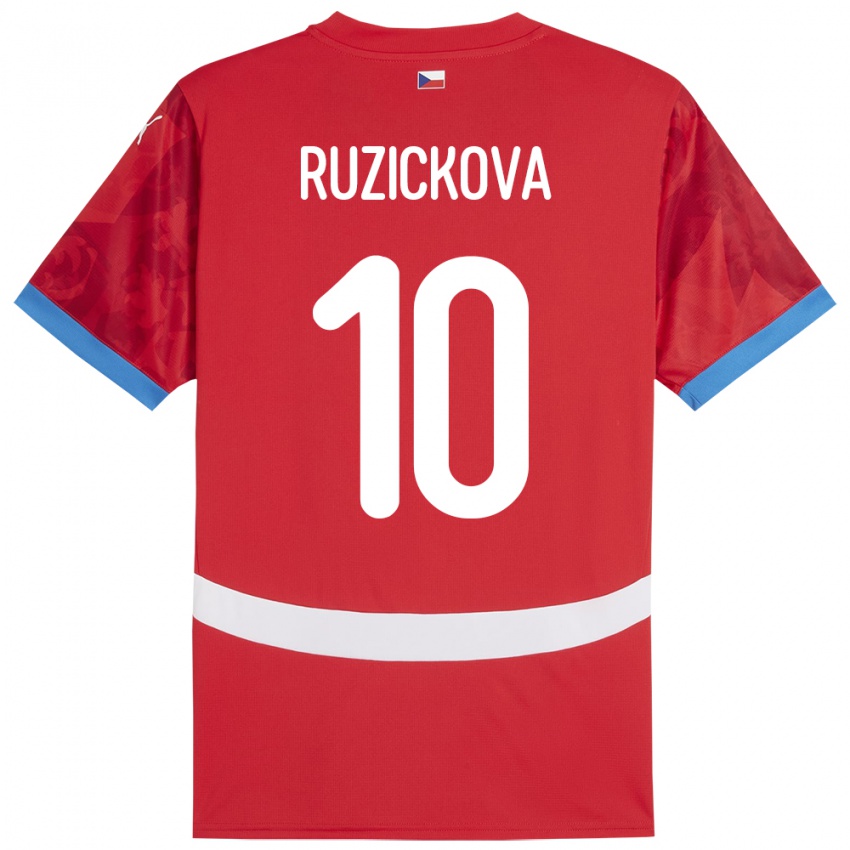 Gyermek Csehország Kristýna Růžičková #10 Piros Hazai Jersey 24-26 Mez Póló Ing