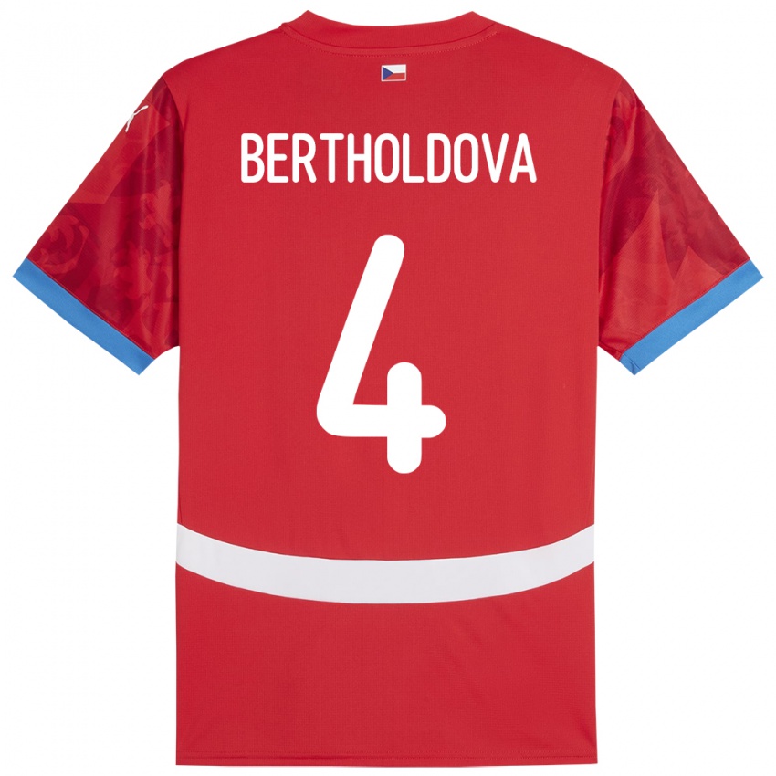 Gyermek Csehország Petra Bertholdová #4 Piros Hazai Jersey 24-26 Mez Póló Ing