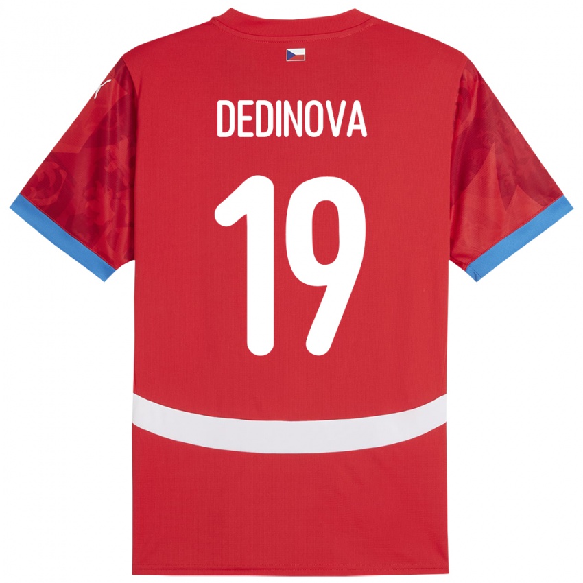 Gyermek Csehország Aneta Dědinová #19 Piros Hazai Jersey 24-26 Mez Póló Ing