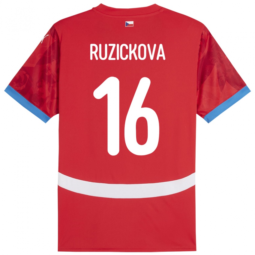 Gyermek Csehország Barbora Růžičková #16 Piros Hazai Jersey 24-26 Mez Póló Ing