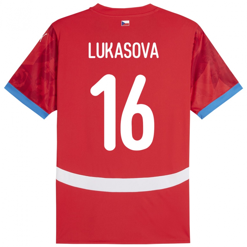 Gyermek Csehország Olivie Lukášová #16 Piros Hazai Jersey 24-26 Mez Póló Ing