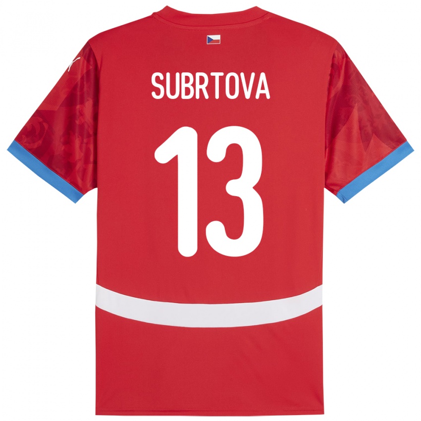 Gyermek Csehország Anna Šubrtová #13 Piros Hazai Jersey 24-26 Mez Póló Ing