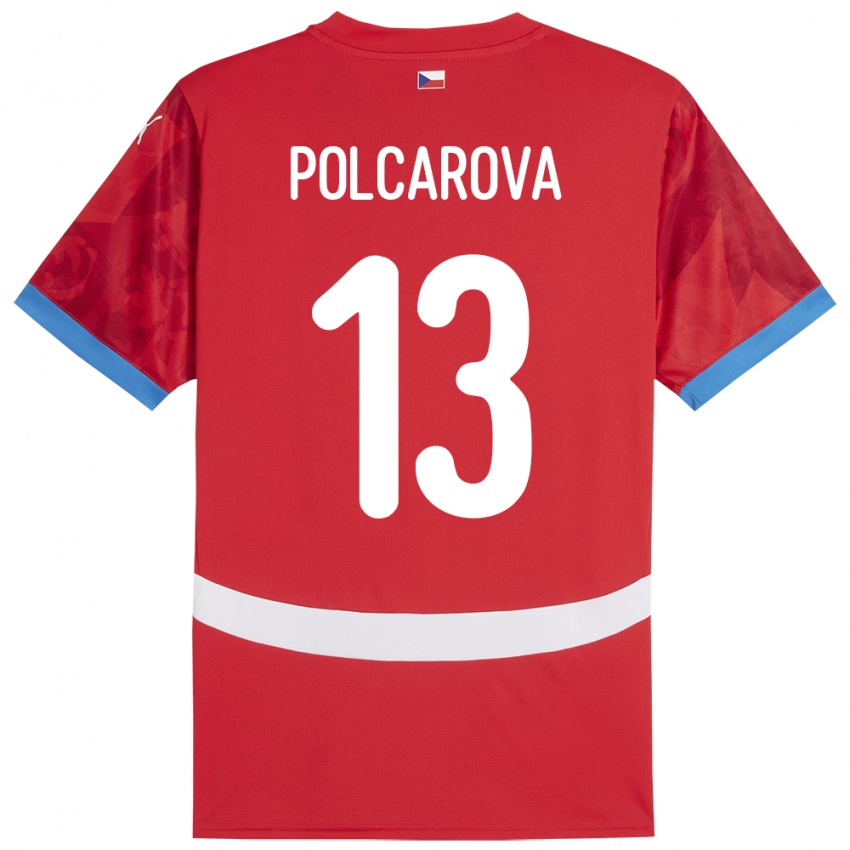 Gyermek Csehország Barbora Polcarová #13 Piros Hazai Jersey 24-26 Mez Póló Ing