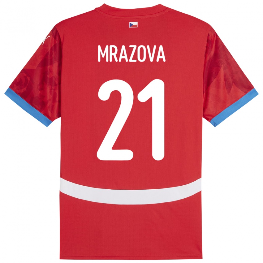 Gyermek Csehország Miroslava Mrázová #21 Piros Hazai Jersey 24-26 Mez Póló Ing