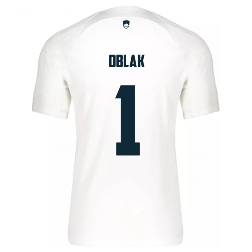 Gyermek Szlovénia Jan Oblak #1 Fehér Hazai Jersey 24-26 Mez Póló Ing