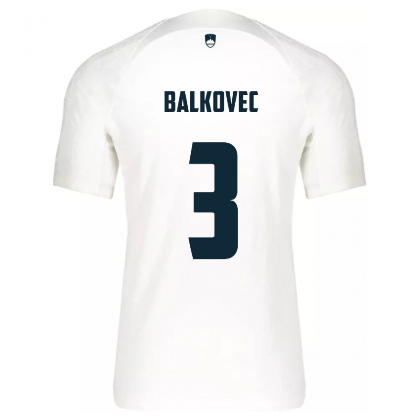 Gyermek Szlovénia Jure Balkovec #3 Fehér Hazai Jersey 24-26 Mez Póló Ing