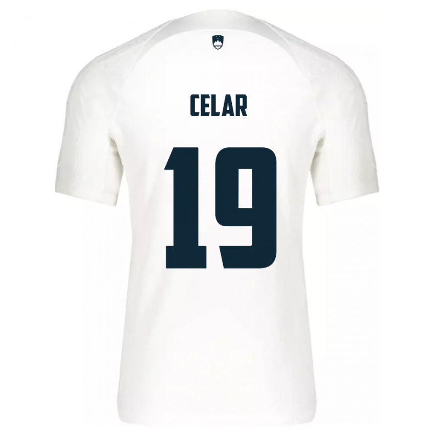 Gyermek Szlovénia Zan Celar #19 Fehér Hazai Jersey 24-26 Mez Póló Ing