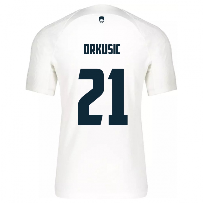 Gyermek Szlovénia Vanja Drkusic #21 Fehér Hazai Jersey 24-26 Mez Póló Ing