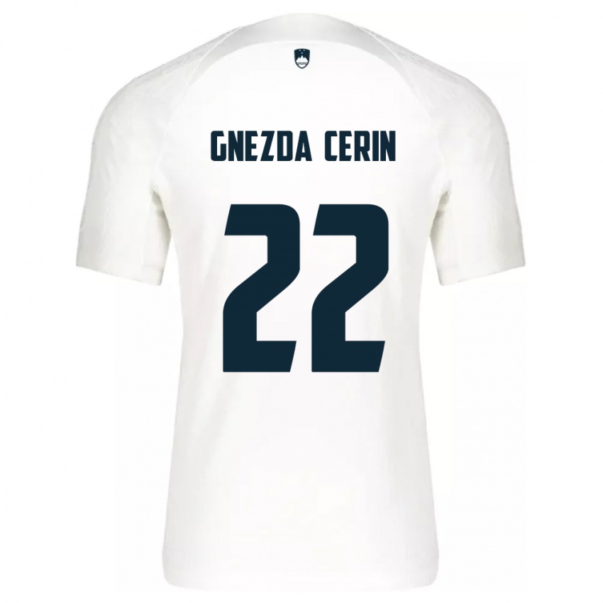 Gyermek Szlovénia Adam Gnezda Cerin #22 Fehér Hazai Jersey 24-26 Mez Póló Ing