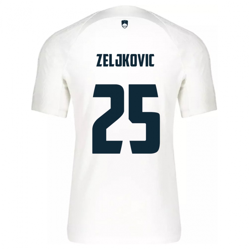 Gyermek Szlovénia Adrian Zeljkovic #25 Fehér Hazai Jersey 24-26 Mez Póló Ing