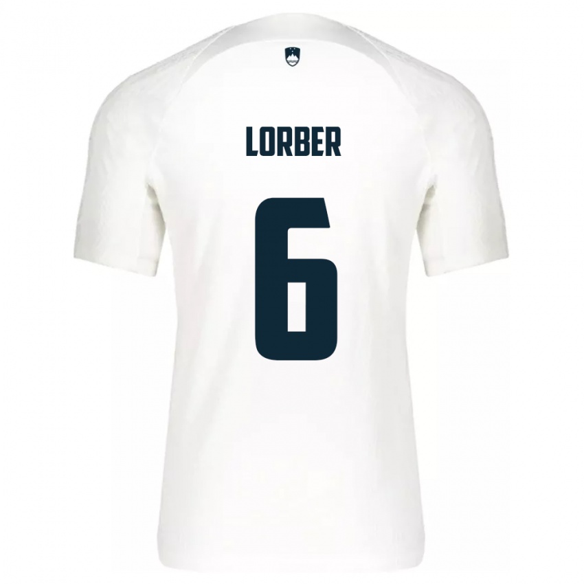 Gyermek Szlovénia Marcel Lorber #6 Fehér Hazai Jersey 24-26 Mez Póló Ing