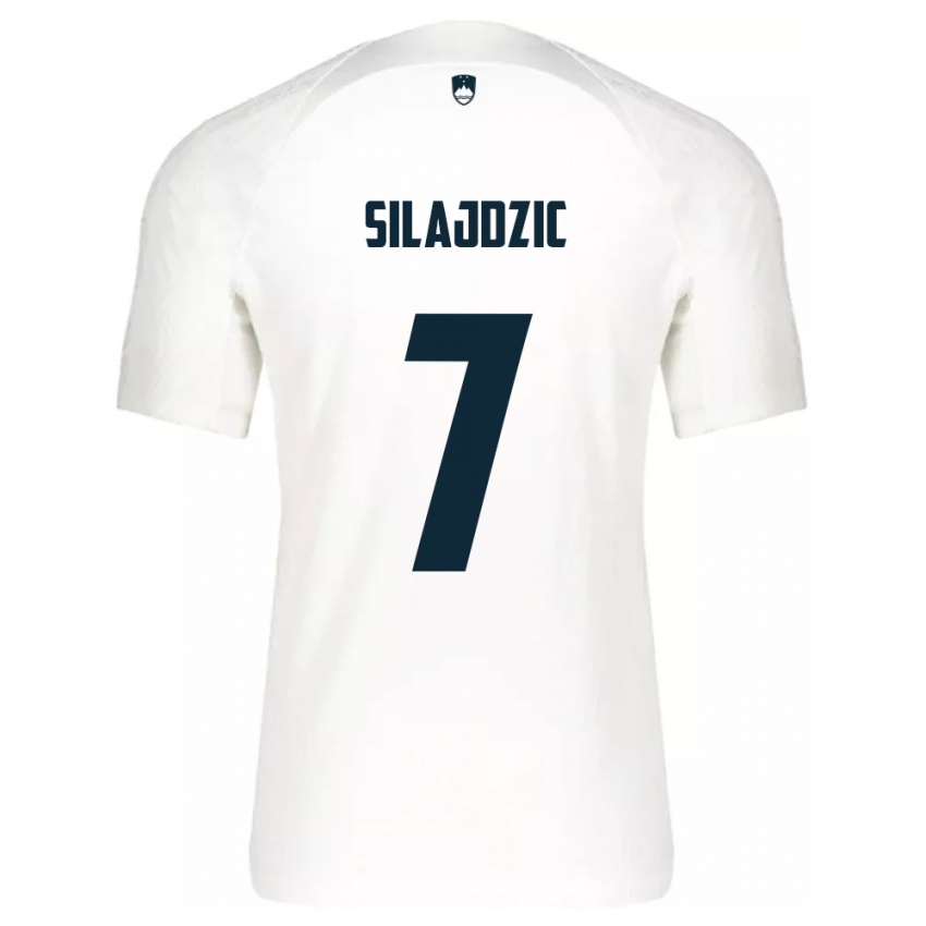 Gyermek Szlovénia Riad Silajdzic #7 Fehér Hazai Jersey 24-26 Mez Póló Ing