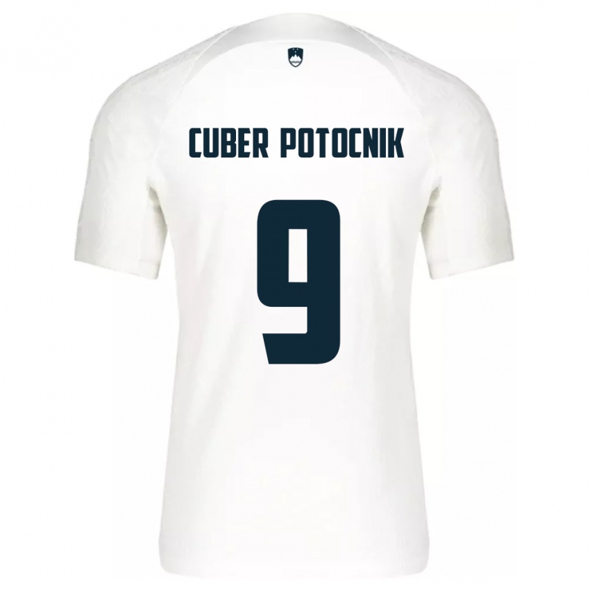 Gyermek Szlovénia Jaka Cuber Potocnik #9 Fehér Hazai Jersey 24-26 Mez Póló Ing