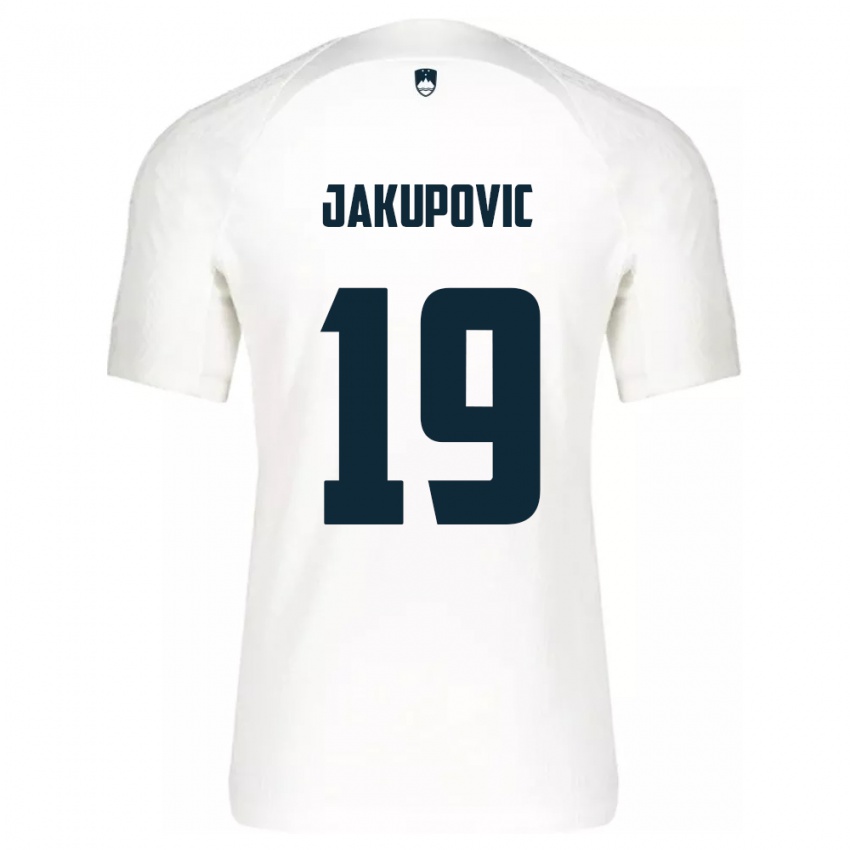 Gyermek Szlovénia Aldin Jakupovic #19 Fehér Hazai Jersey 24-26 Mez Póló Ing