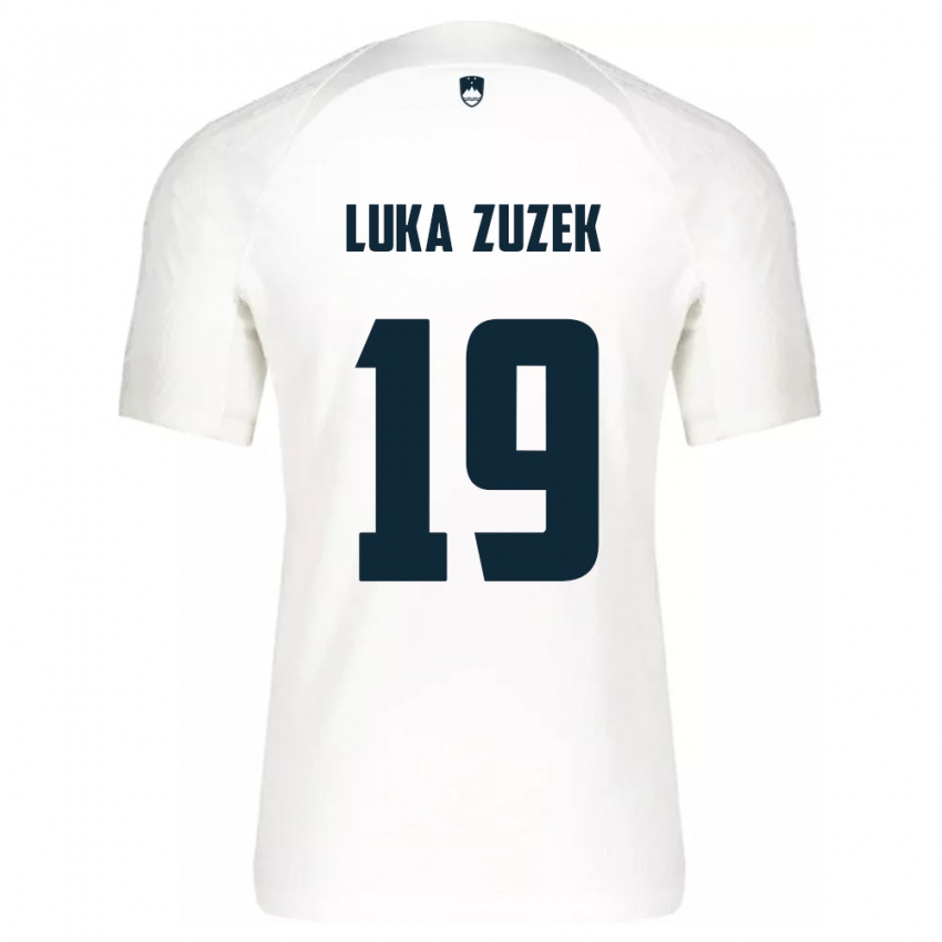 Gyermek Szlovénia Zan Luka Zuzek #19 Fehér Hazai Jersey 24-26 Mez Póló Ing