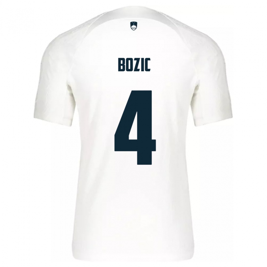 Gyermek Szlovénia Viktor Bozic #4 Fehér Hazai Jersey 24-26 Mez Póló Ing