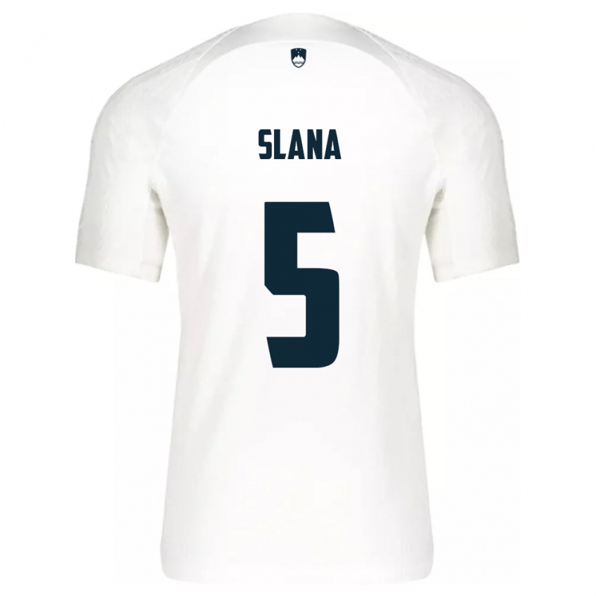 Gyermek Szlovénia Filip Slana #5 Fehér Hazai Jersey 24-26 Mez Póló Ing