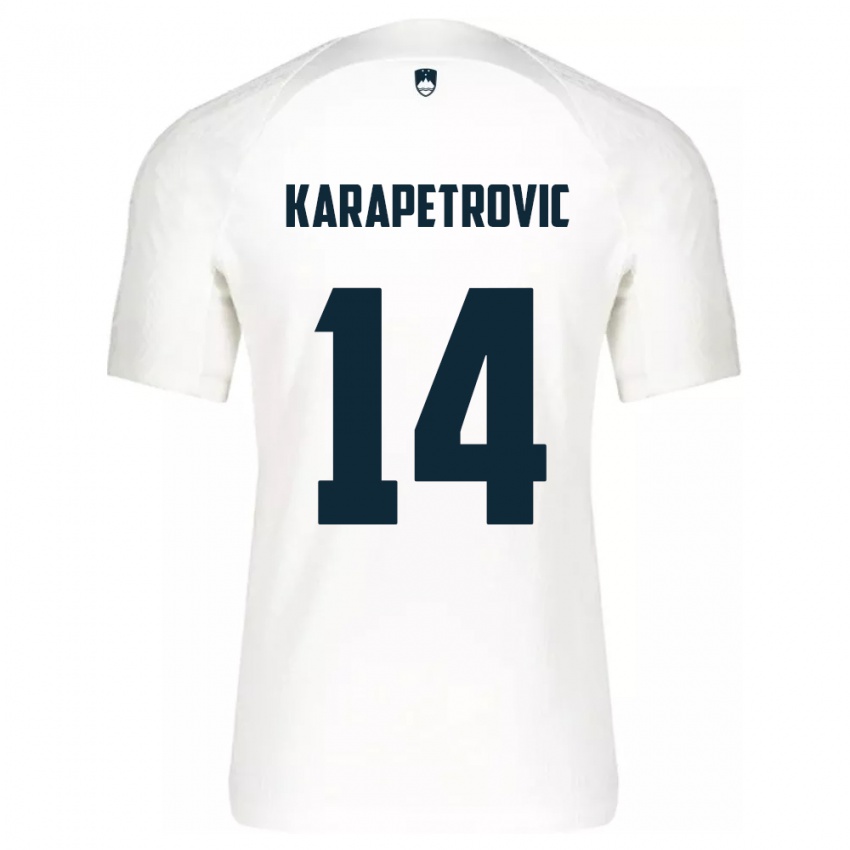 Gyermek Szlovénia Luka Karapetrovic #14 Fehér Hazai Jersey 24-26 Mez Póló Ing