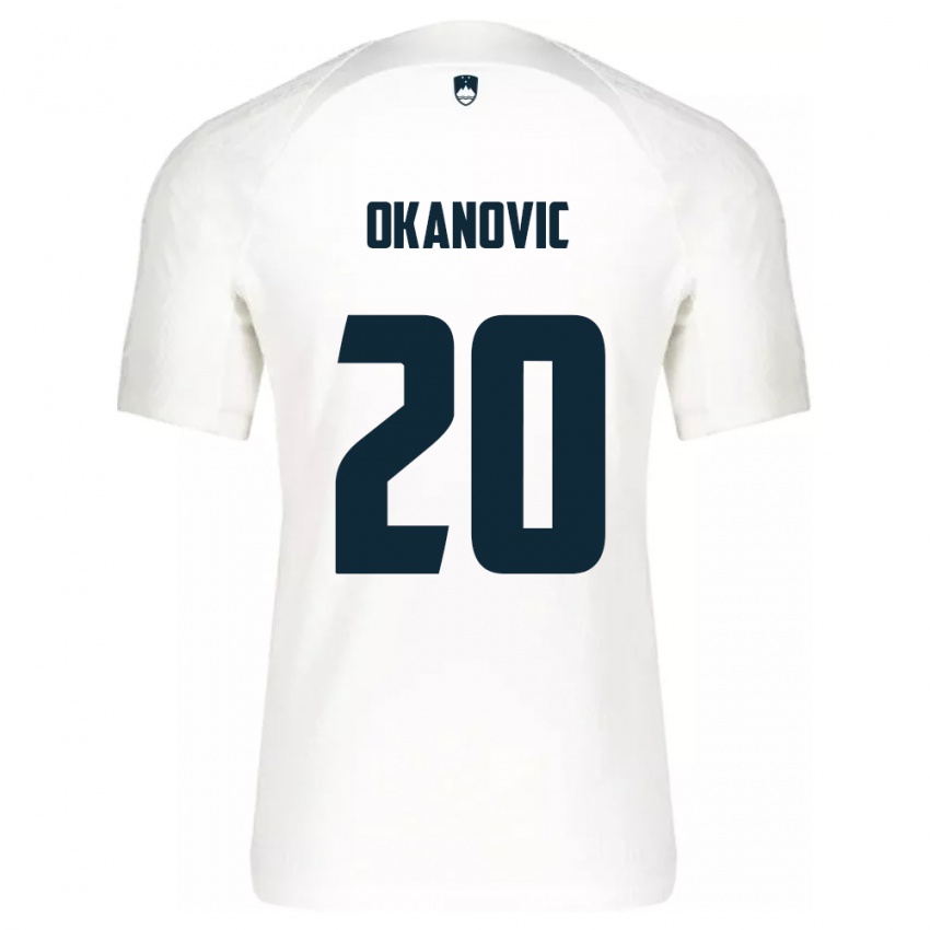 Gyermek Szlovénia Deen Okanovic #20 Fehér Hazai Jersey 24-26 Mez Póló Ing