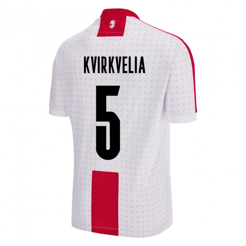 Gyermek Grúzia Solomon Kvirkvelia #5 Fehér Hazai Jersey 24-26 Mez Póló Ing